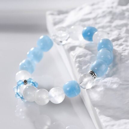 Oceanic Tranquility Aquamarine Crystal Bracelet